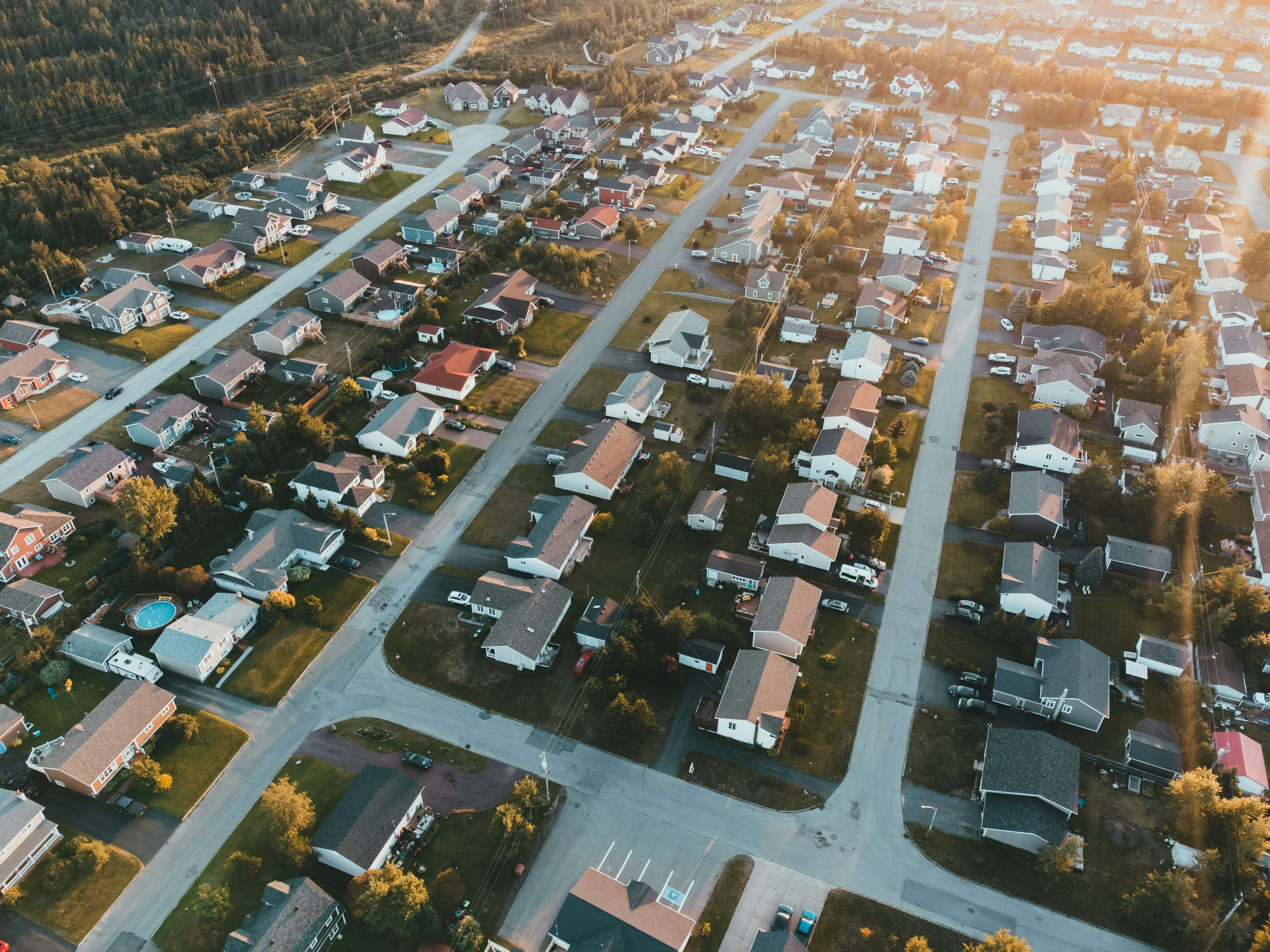 Aerial view of residential neighborhood — we buy houses nationwide